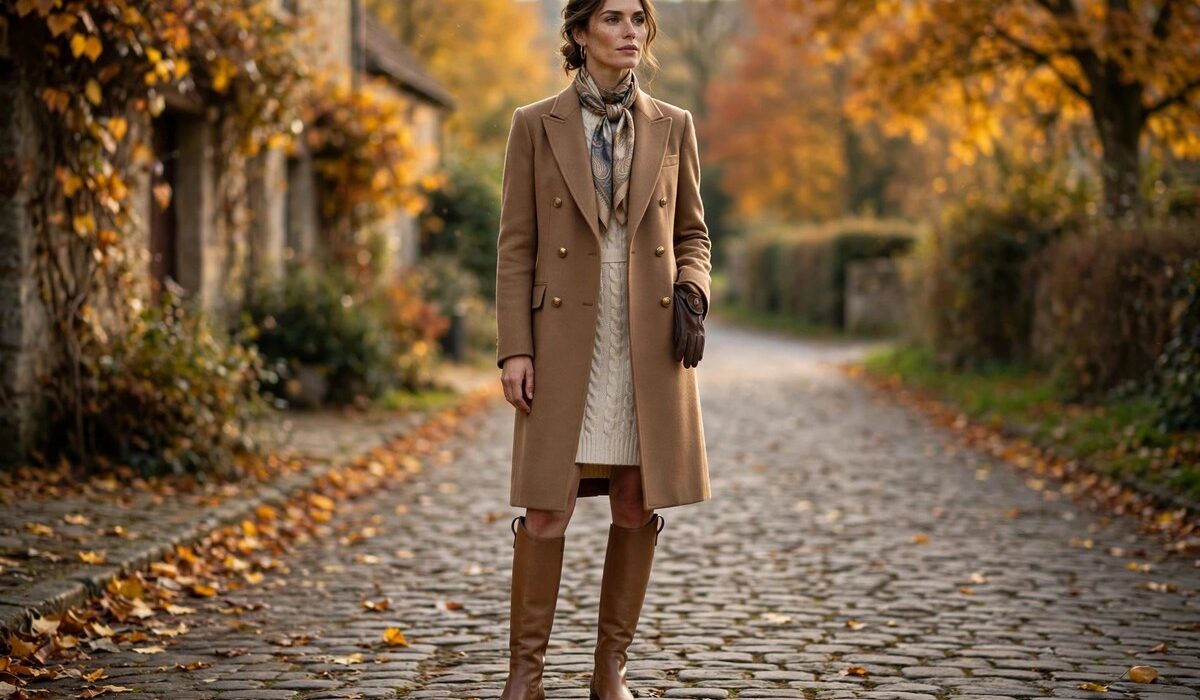 Equestrian style outfits women are styling this autumn with knee-high leather riding boots